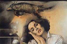 Arturo Rivera, «El sueño del armadillo», grafito y temple sobre papel, 1991.