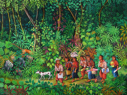 Mario González Chavajay, «Camino a la escuela», óleo sobre tela, 2004.