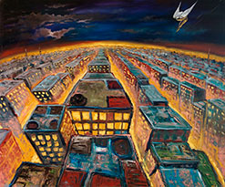Aldo Ortiz Reyes, «Me verás volar…», óleo sobre tela, 2015.