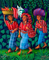 Mario González Chavajay, «Mujeres divinas», óleo sobre tela, 2003.