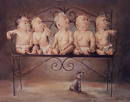Dorian Florez, «Bebes», óleo sobre tela, 2005.
