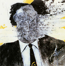 Germán Cabrera, «Un hombre solitario» técnica mixta sobre tela, 1998.