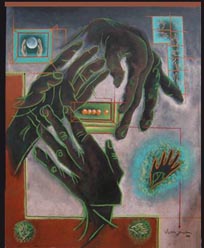 Victor Daco, «Nostalgia de caverna», óleo sobre tela, 2009.