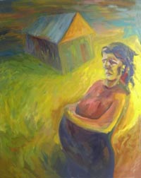 Vanessa Espinosa Ureta,«Embarazada», óleo sobre tela, 2008.