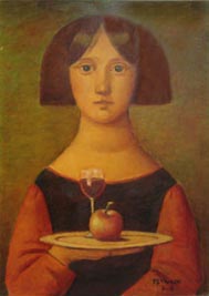 Reynaldo Fonseca, «Vino y manzana», óleo sobre tela, 2008.