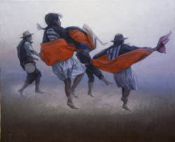 César Yauri Huanay, «Danza de otoño», óleo sobre tela, 1998.