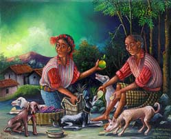 Mario Gonzalez Chavajay, «Cansados vendedores de perros» óleo sobre tela, 1999.