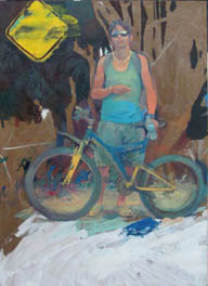 Robie Espinoza Gutiérrez, «La parada», óleo sobre tela, 2009.