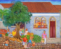 Dileuza Diniz Rodrigues, «Vendedores de frutas», óleo sobre tela, ca. 1945.