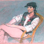 Carlos Alonso, «Mujer de rosa», pastel sobre papel, 1997.