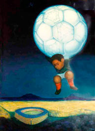 José Muñoz, «Juego de futbol», óleo sobre tela, 2008.