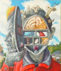 Harthur Dicrayon, «Autorretrato metamórfico...», detalle, óleo sobre tela, 2007.