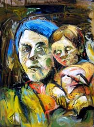 Patricio Gancino, «Madre con hijo en una tarde de primavera», óleo sobre tela, 2012.