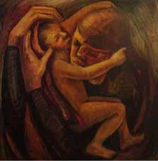 Rodrigo Loaiza Jaramillo, «Maternidad», óleo sobre tabla, 2008.