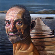 Jacinto González Gasque, «El otoño del pescador», óleo sobre tela, 2015.