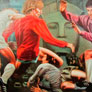 Tiberio Vanegas, «Futbol sobrepuesto en una calle de Paris», óleo sobre tela, 1981.