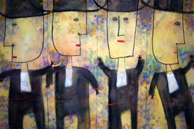 Arturo Morin, «Babel», técnica mixta sobre tela, 2011.