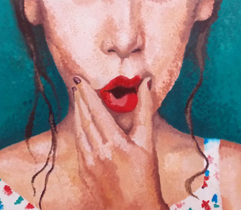 Laura Cardona, «La espera», óleo sobre tela, 2014.