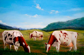 Andrés Trejo Castaño, «Ganado de leche», óleo sobre tela, 2006.