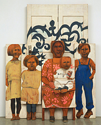 Marisol Escobar, «La familia», escultura en madera, 1962.
