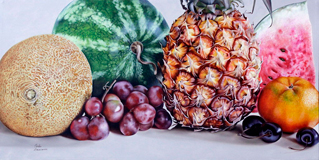 Carlos Bruscianelli Torrealba, «Frutas tropicales», óleo sobre tela, 2013.