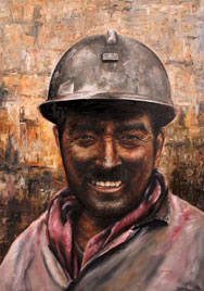 Iván M. Castillo Arenas, «Minero», óleo sobre tela, 2012.