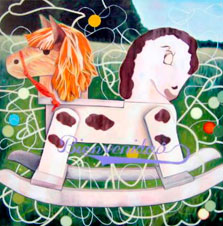 David Meraz, «Dos caballos», óleo sobre tela, 2017.