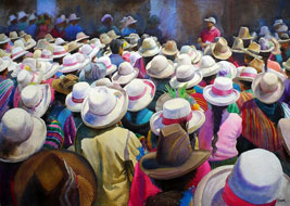 Aquiles Rondan, «Sombreros de Sihuas», acuarela sobre cartón.