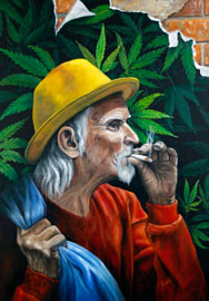 José Gabriel Acuna Acuña, «Viejo fumador», óleo sobre tela, 2016.